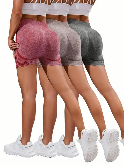 3 Pieces Women Yoga Seamless Shorts Leggings Fitness High Waist Push