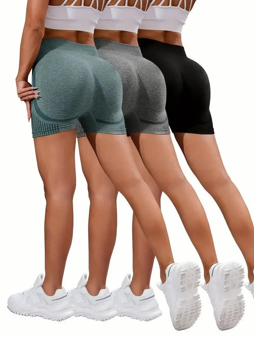 3 Pieces Women Yoga Seamless Shorts Leggings Fitness High Waist Push