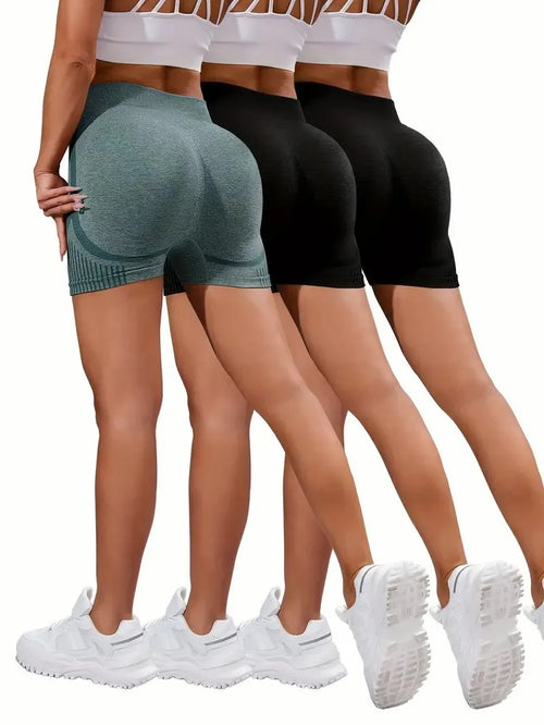 3 Pieces Women Yoga Seamless Shorts Leggings Fitness High Waist Push