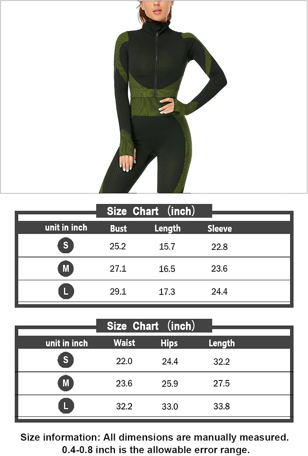 Women'S 2 Piece Tracksuit Workout Set - High Waist Leggings and Crop Top