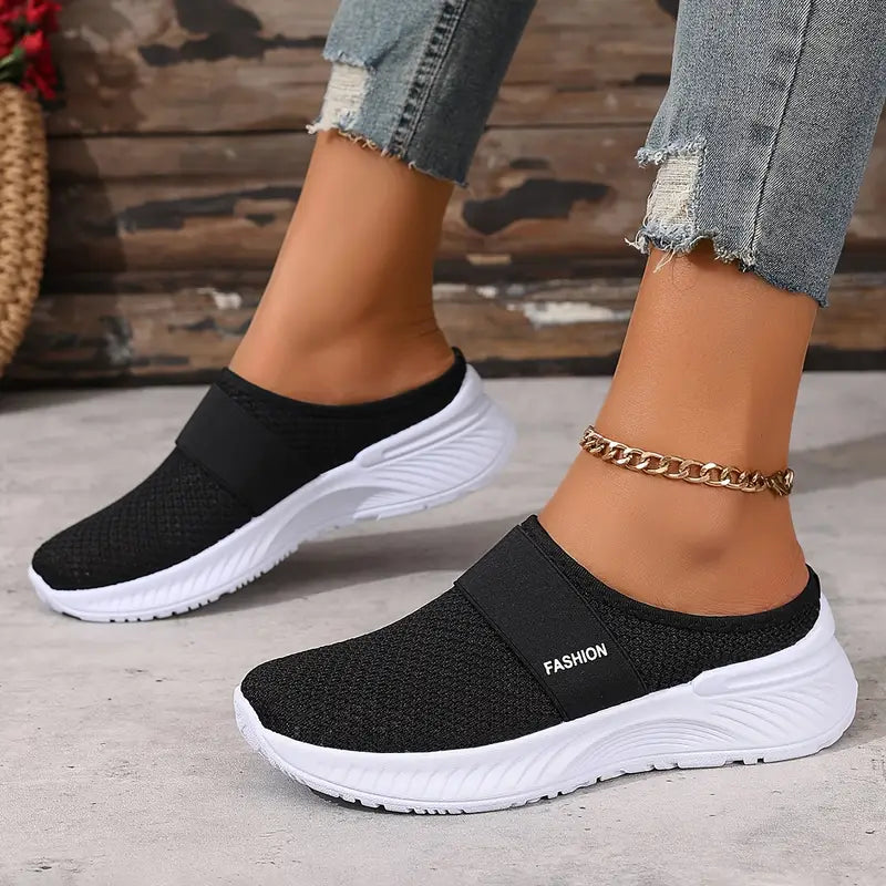 Women’s White Slip-On Sneakers – Breathable Mesh