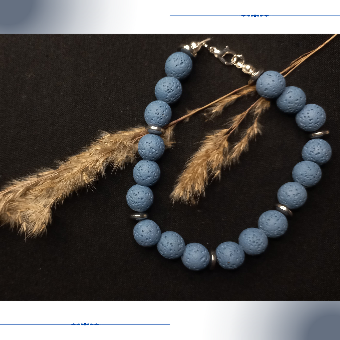 Handmade Beaded Bracelet for Women Blue Lava Stone Jewelry