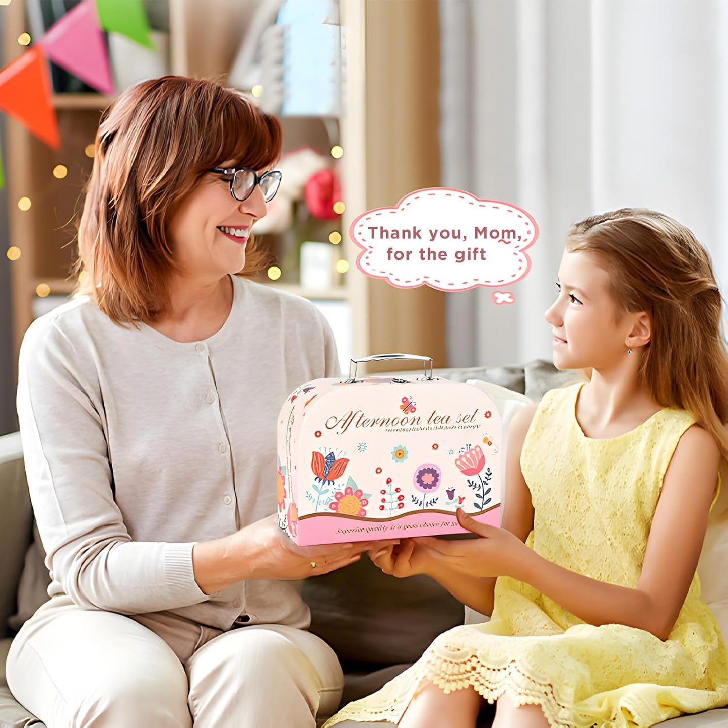 Tea Set Kids, 46 Pieces Dolls Tableware Children's Kitchen Accessories