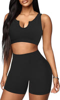 Seamless Workout Sets for Women 2 Piece Yoga Outfits Ribbed High Waist Leggings with Sports Bra Gym Set.