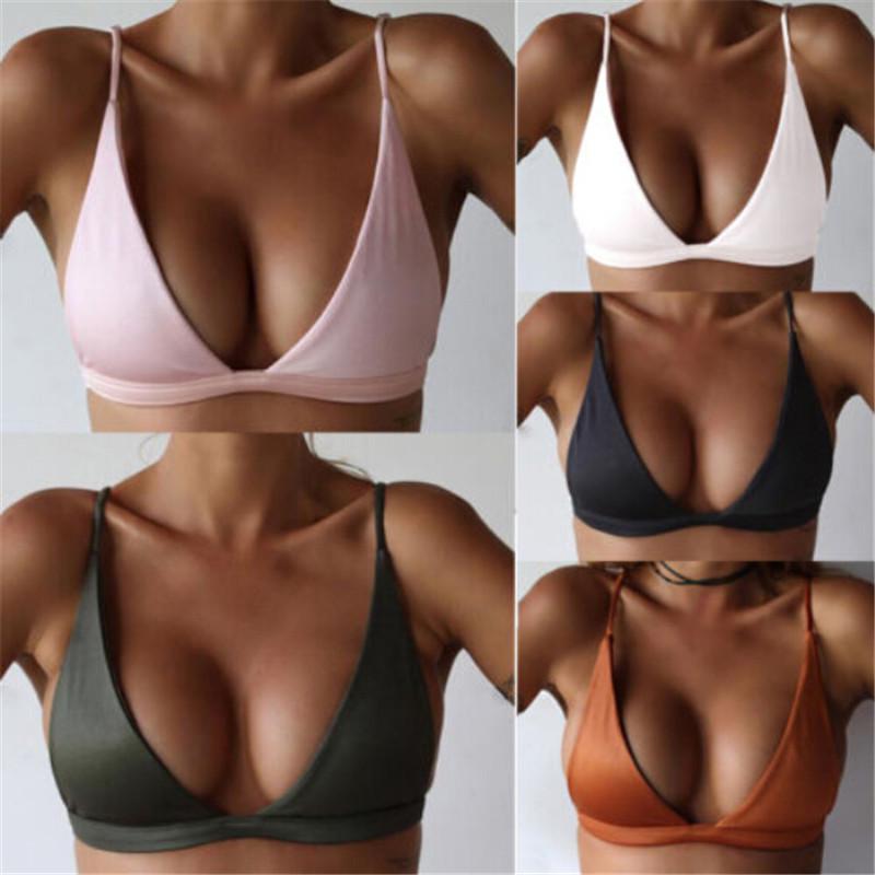 Bikini Tops Sexy Women Swimsuit Top Solid Color Swimwear Bra Bathing