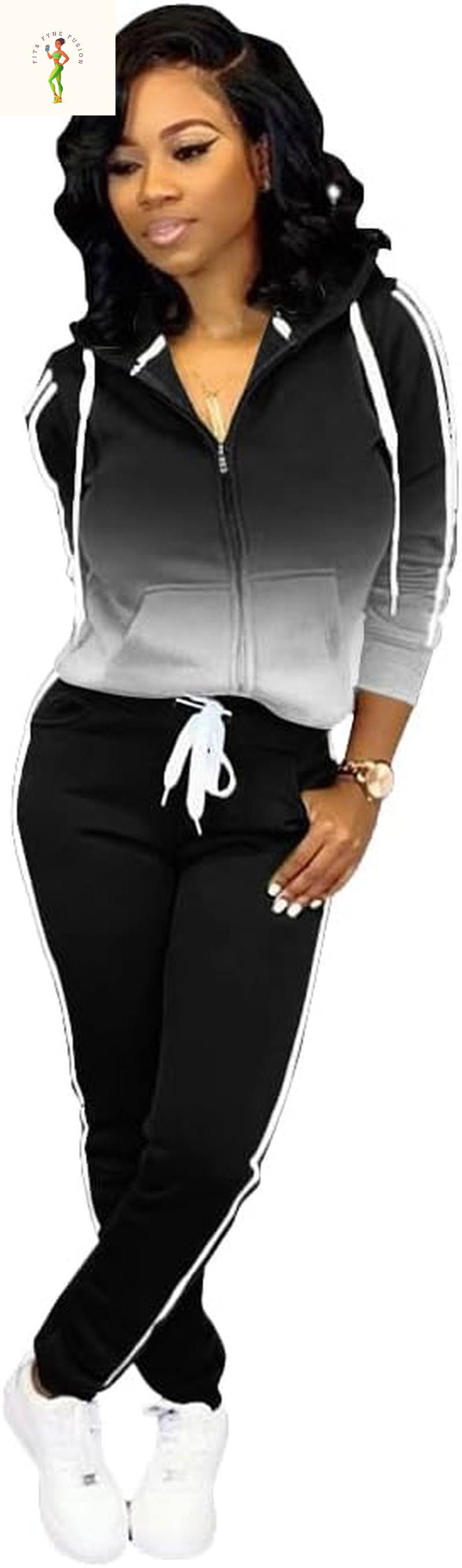 TOPSRANI Womens Two Piece Outfits Casual Sweatsuits Solid Tracksuit Jogging Sweat Suits Matching Jogger Hoodie Pants Set