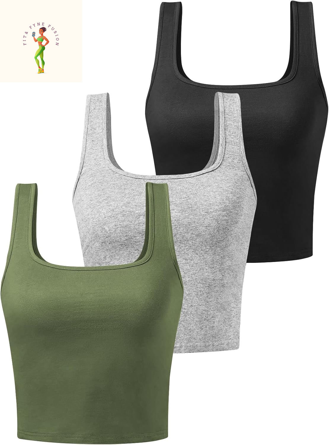 Sports Crop Tank Tops for Women Cropped Workout Tops Racerback Running Yoga Tanks Cotton Sleeveless Gym Shirts 3 Pack