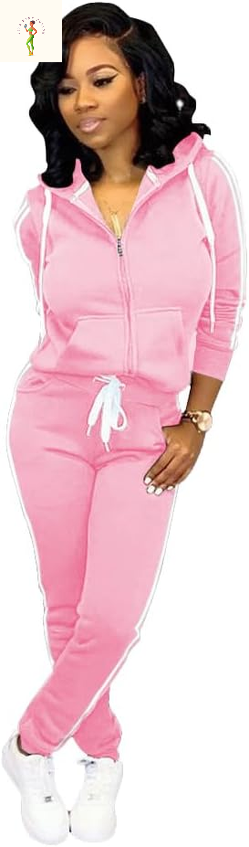 TOPSRANI Womens Two Piece Outfits Casual Sweatsuits Solid Tracksuit Jogging Sweat Suits Matching Jogger Hoodie Pants Set