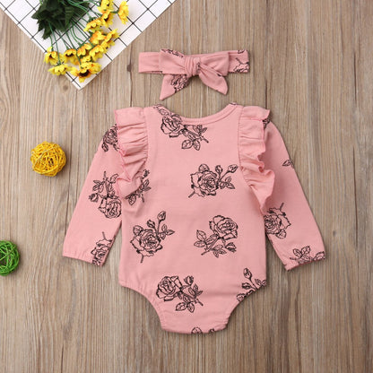 0 18M Baby Cotton Floral  Bodysuit Babies Kid Girl