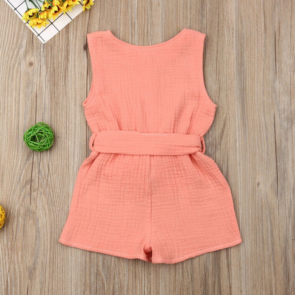 0 18M Baby Summer Romper Babies Girl Bowknot Solid