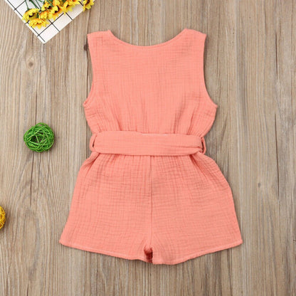 0 18M Baby Summer Romper Babies Girl Bowknot Solid