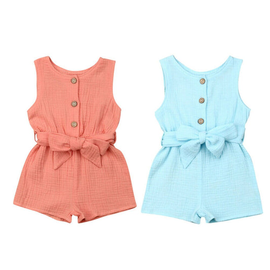 0 18M Baby Summer Romper Babies Girl Bowknot Solid