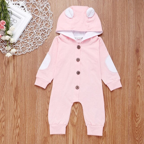 0 24M Baby Ear Hooded Romper Newborn Babies Boy