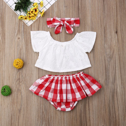0 24M Baby Plaids Clothes Set Newborn Babies Girl