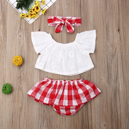0 24M Baby Plaids Clothes Set Newborn Babies Girl