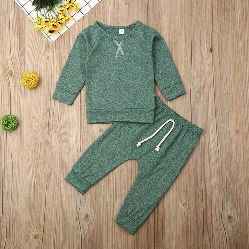 0 24M Baby Solid Clothes Set Newborn Babies Boy