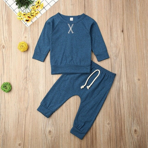 0 24M Baby Solid Clothes Set Newborn Babies Boy