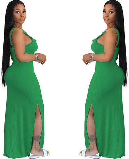 Green Dress for Women Summer Sexy Bodycon Tank Dress Sleeveless Maxi Dresses
