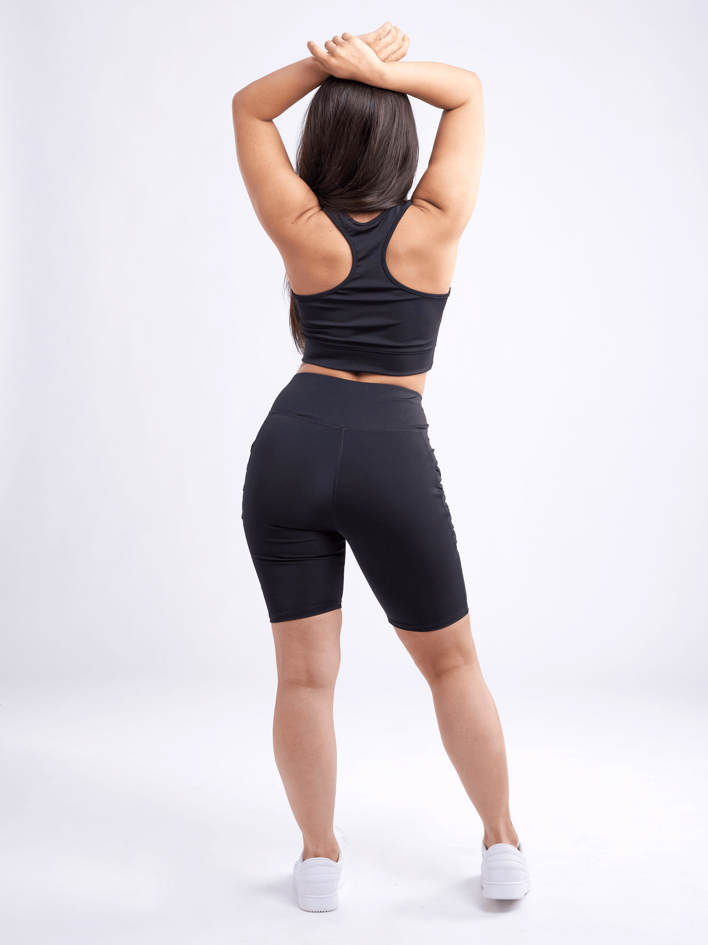 JupiterGear High-Waisted Workout Shorts with Pockets & Criss Cross Des
