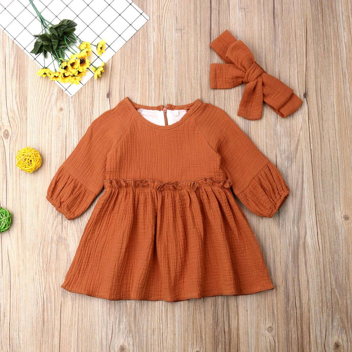 1 4T Toddler Baby Girl Solid Dress Babies  Cotton