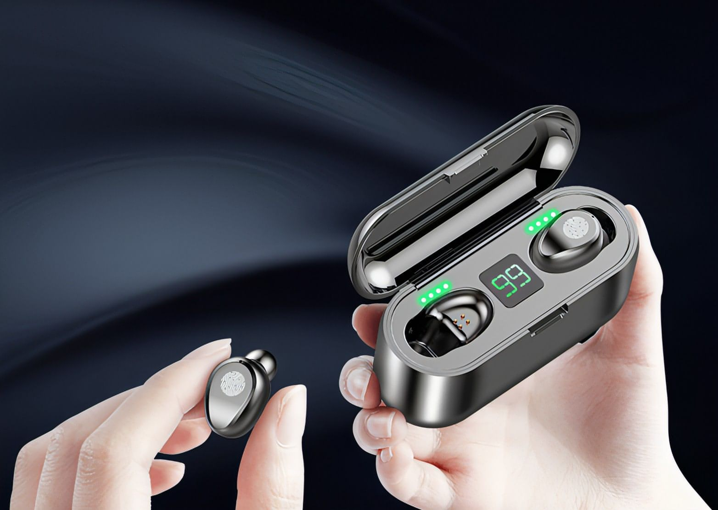 SonicDots™ – Auto-Pair LED Display Earbuds