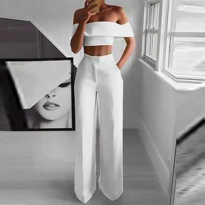 FlexiChic™ – Wide Leg Pants & Crop Top Two-Piece Set