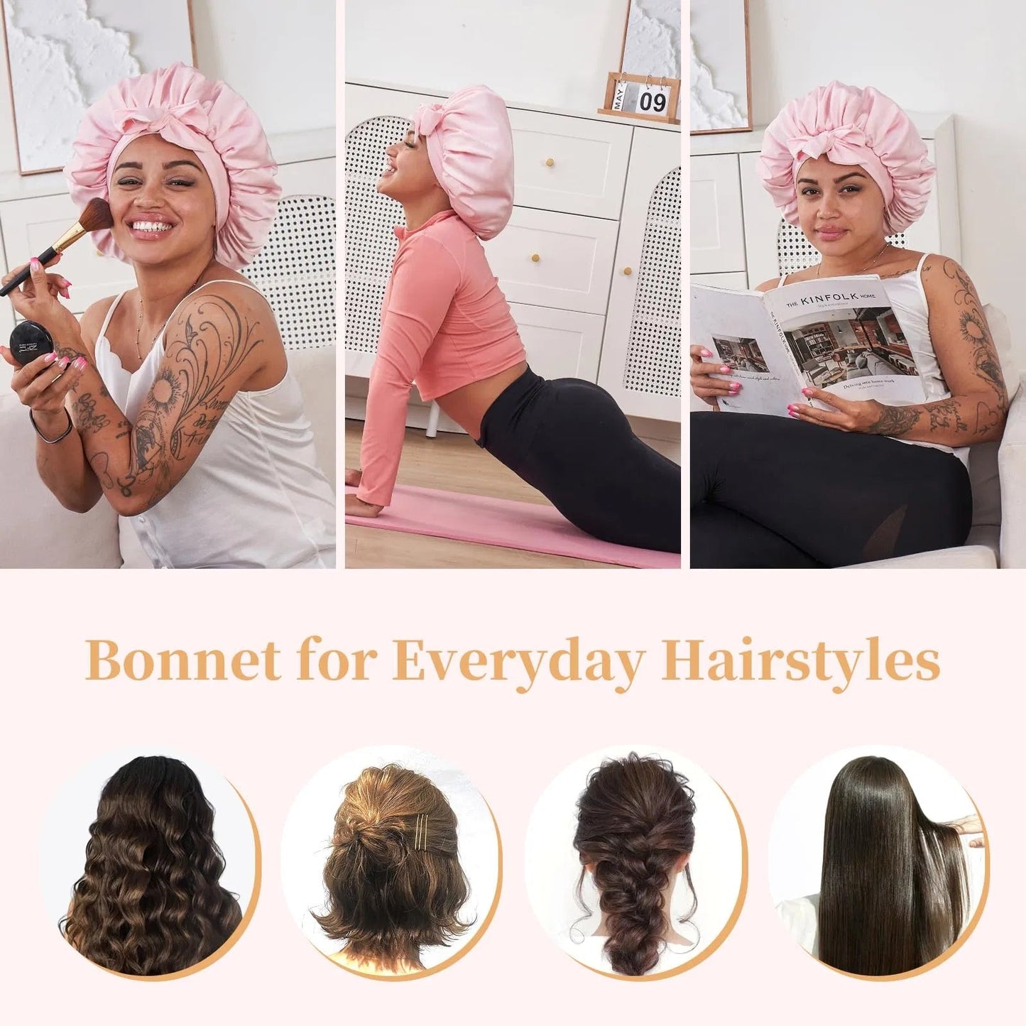 Silk Bonnet For Sleeping Women For Sleeping For Wavy Curly Natural