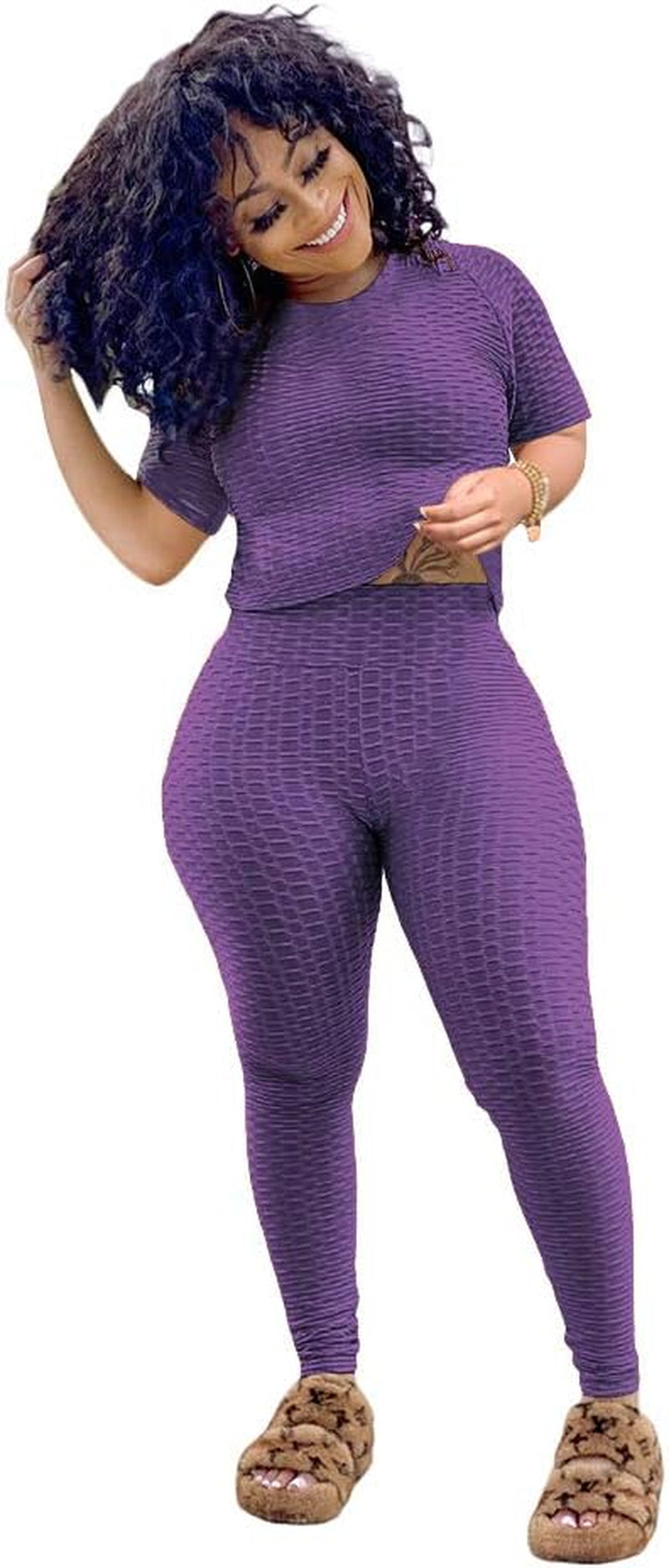 Two Piece Outfits for Women Top Jogger Pants Yoga Sweatsuits Workout Sets Sports