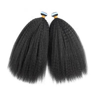 Premium #1B Natural Black Kinky Straight Tape-In Hair Extensions |