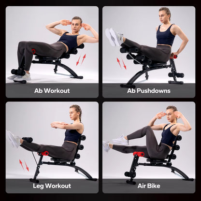 Ab Machine Multi-Functional Adjustable Ab Trainer Workout Bench for Home Gym Sit up Machine for Abdominal Exercise Chair