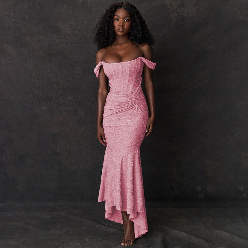 Mozision Off-shoulder Backless Sexy Evening Dress For Women Purple