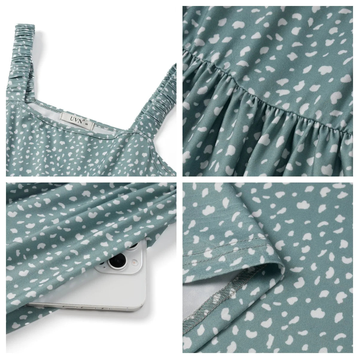 Summer Dresses for Women Sleeveless Square Neck Midi Dress Boho Floral Print Beach Sundress with Pockets