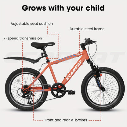 RideStart™ – 20" Kids Mountain Bike (7-Speed, Orange)