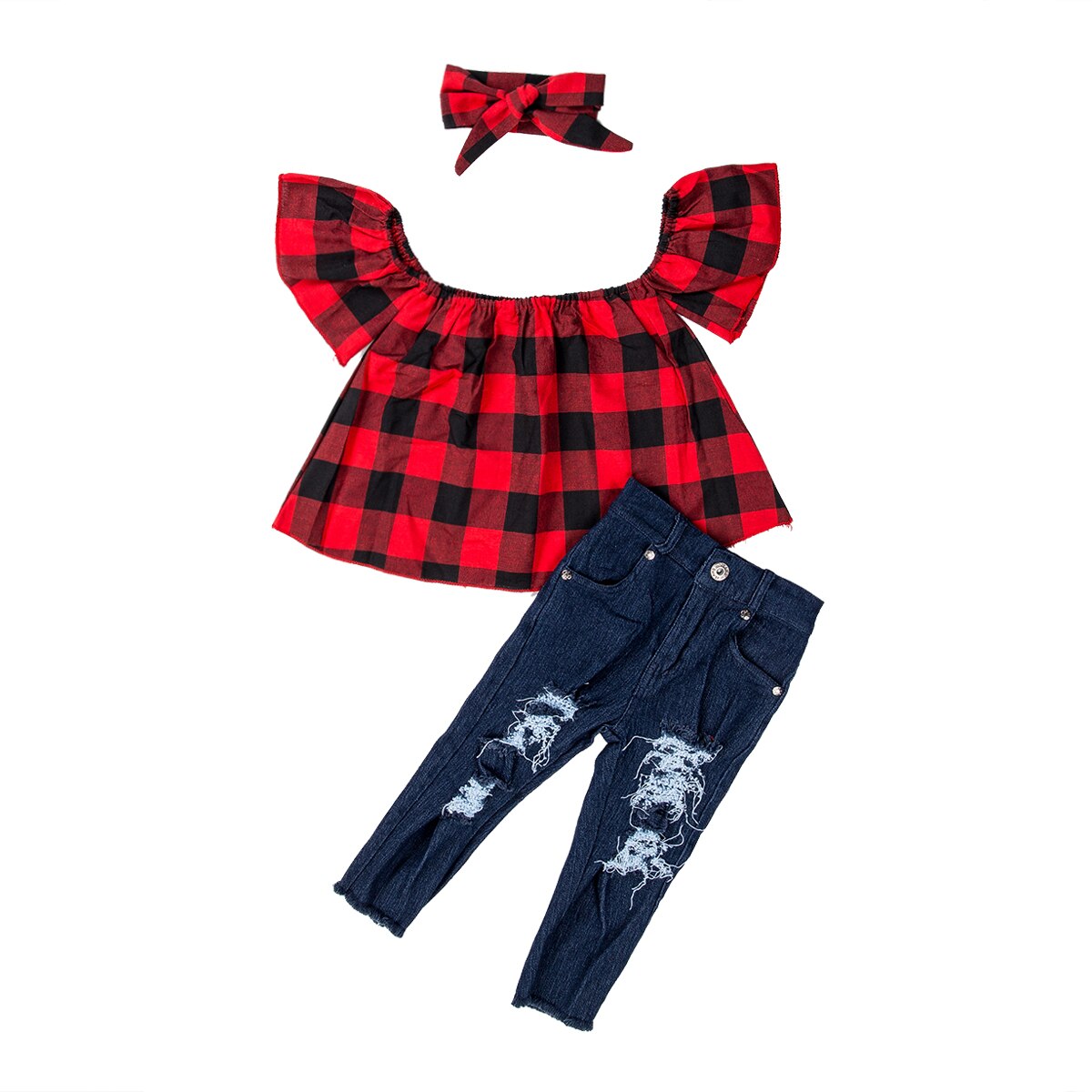 2 7T Baby Kids Girl Plaids Outfit Sets  Babies