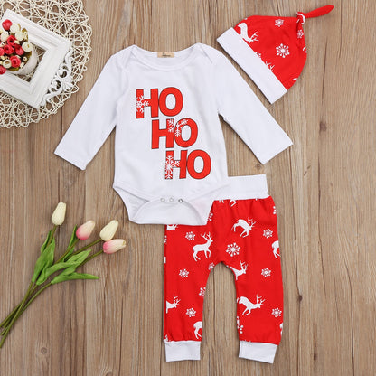 2017 Babies 3 pcs Xmas Clothing Set Adorable Boy