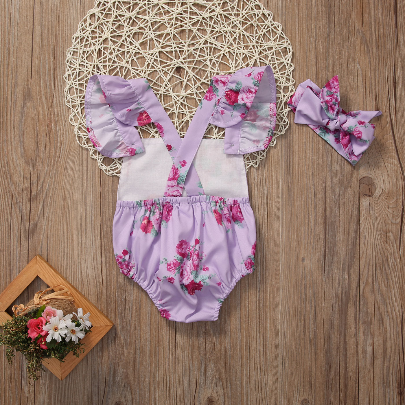2017 Babies Floral  Bib Backless Bodysuit Newborn