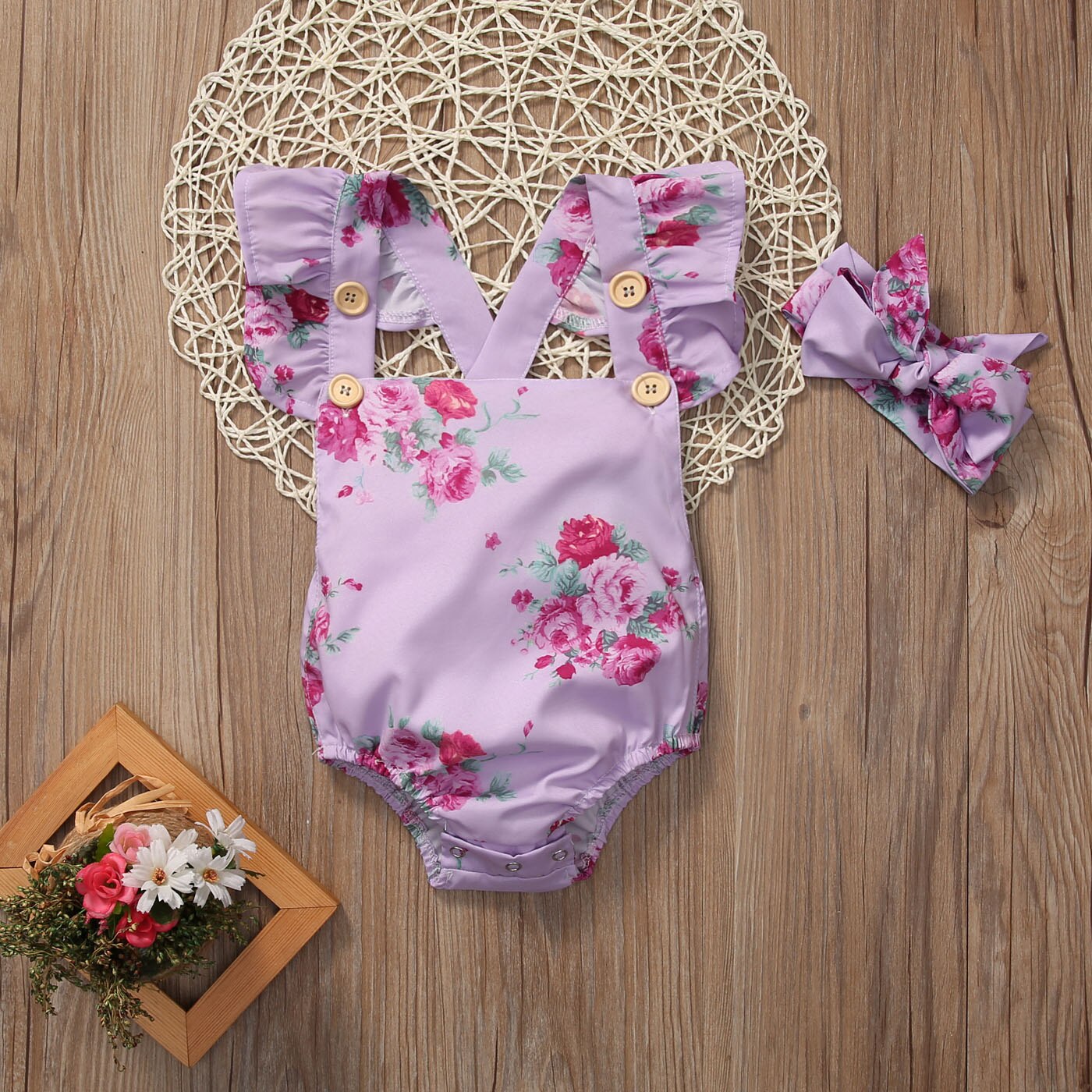 2017 Babies Floral  Bib Backless Bodysuit Newborn