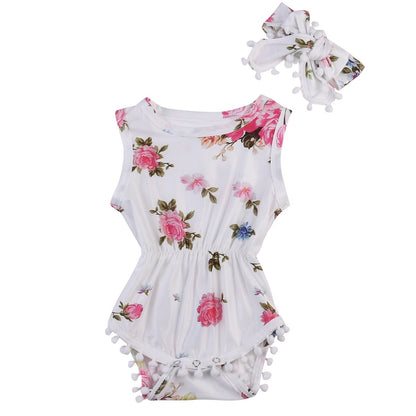 2017 Babies Girls Floral Tassels Bodysuits