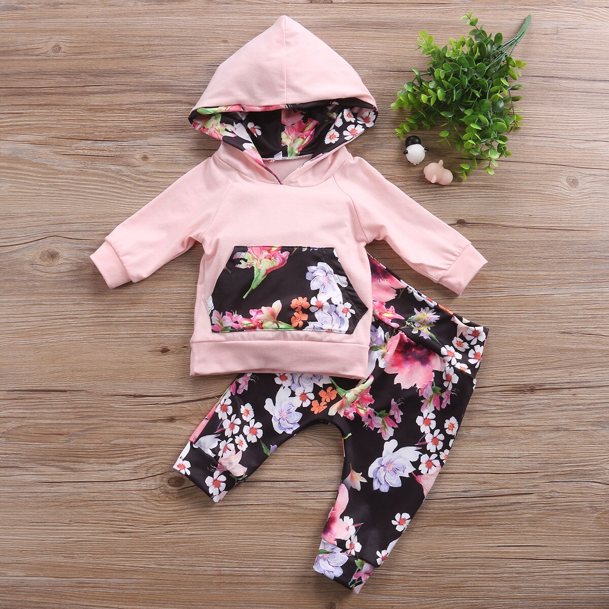 2017 pudcoco 2pcs Babies Casual Hooded Floral