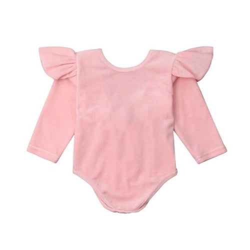 2018 Babies Solid Velvet Bowknot Bodysuit Newborn
