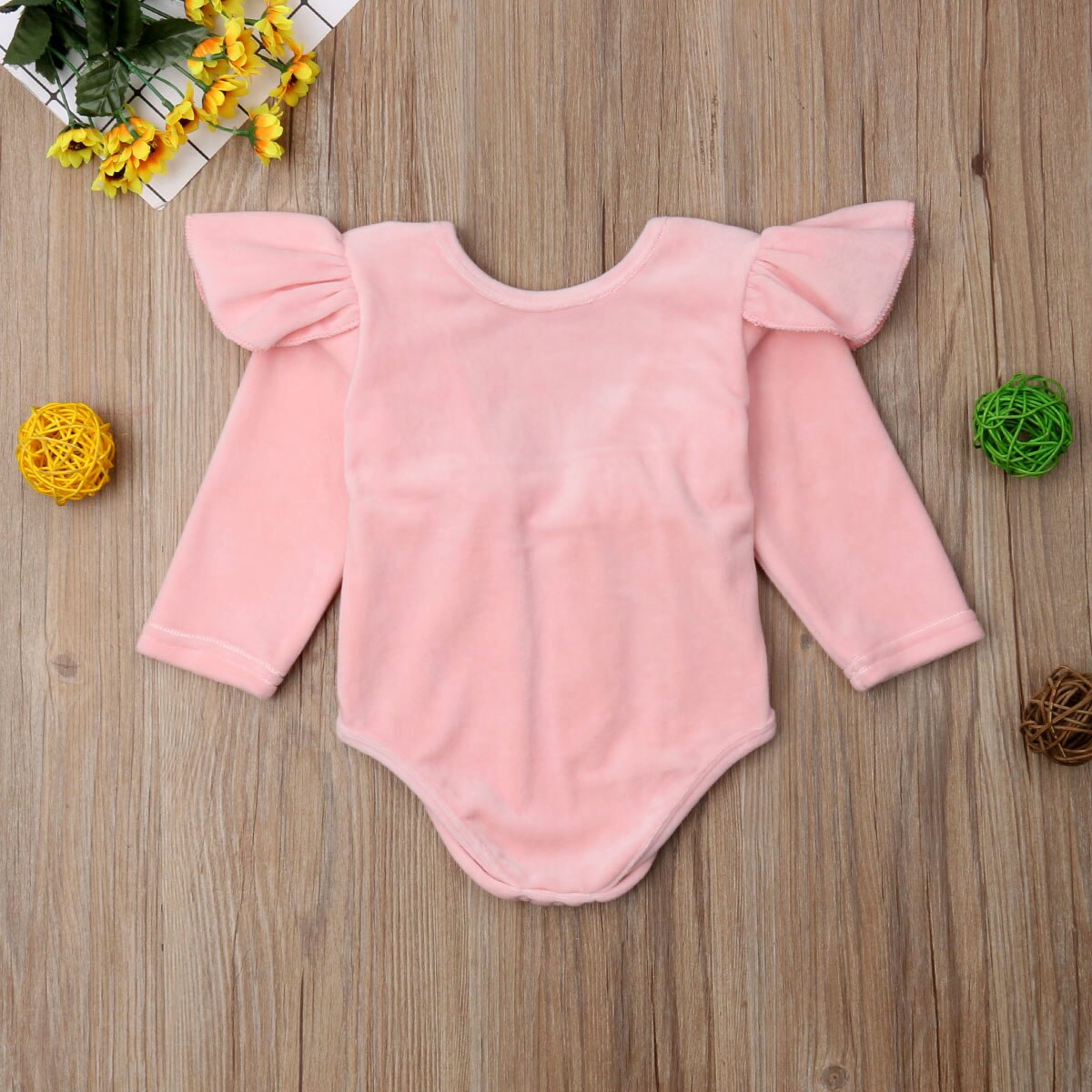 2018 Babies Solid Velvet Bowknot Bodysuit Newborn