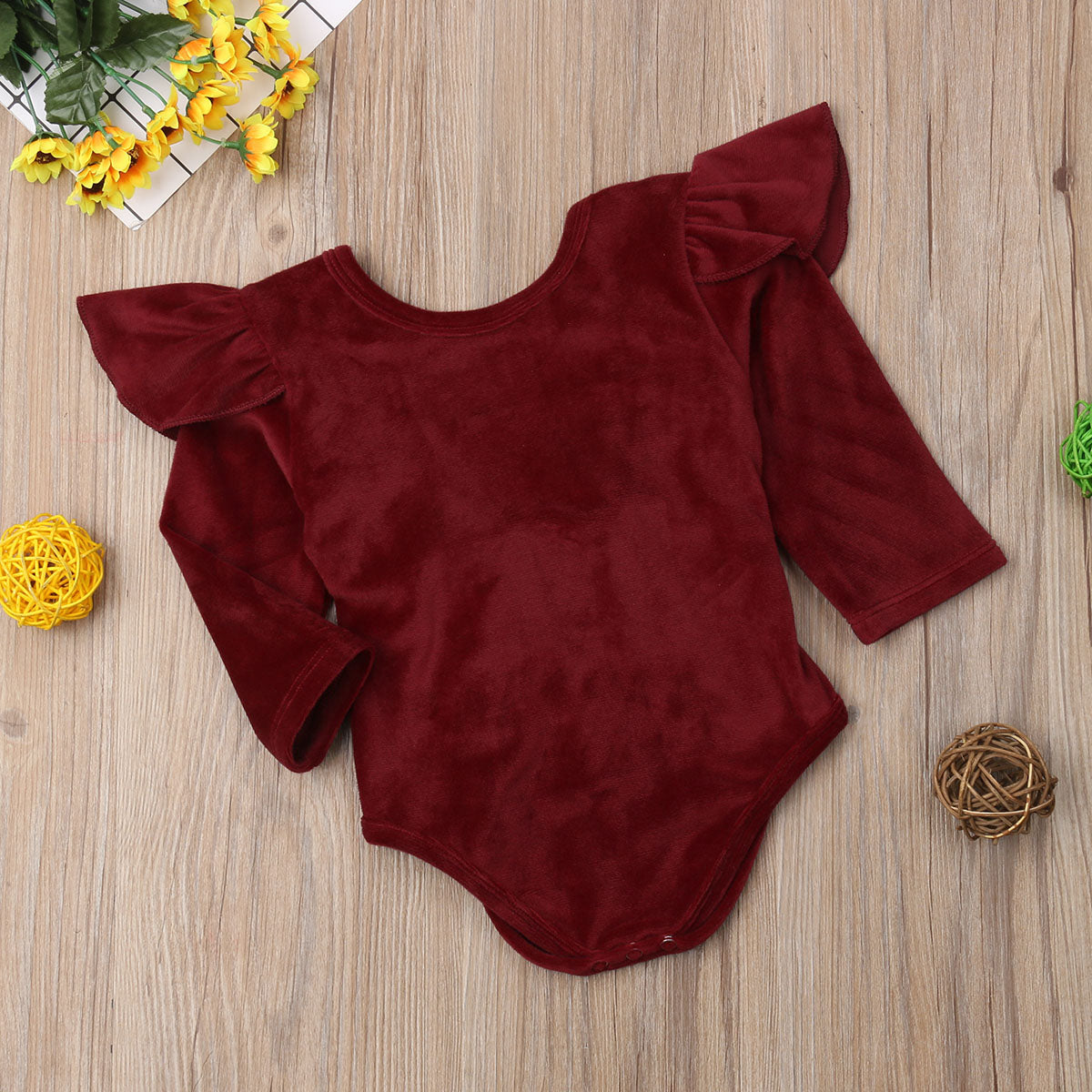 2018 Babies Solid Velvet Bowknot Bodysuit Newborn