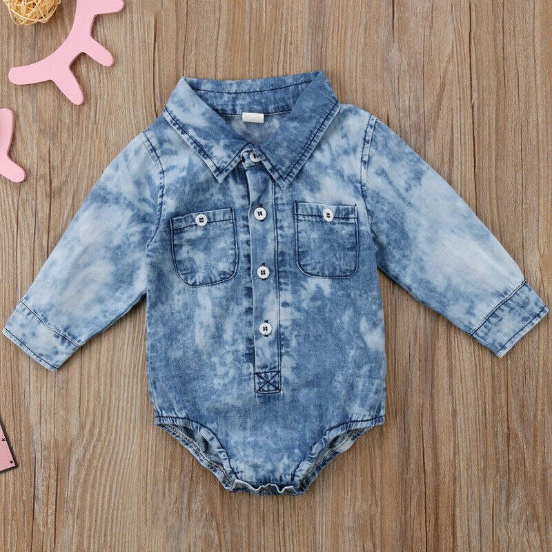 2020 Baby Denim Bodysuit Newborn Toddler Babies