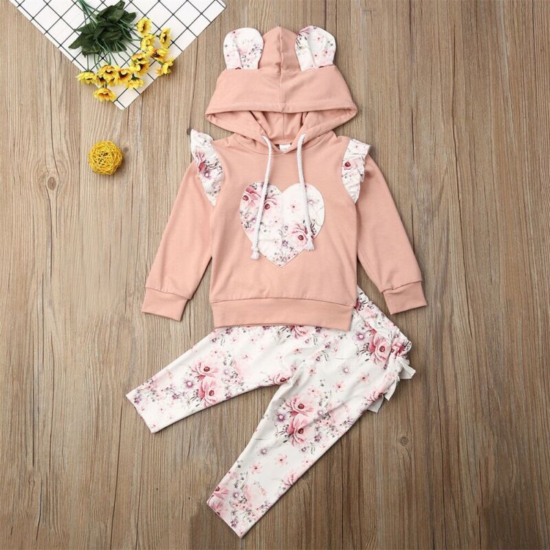 2020 Baby Girl Hooded Clothes Set Babies Cotton