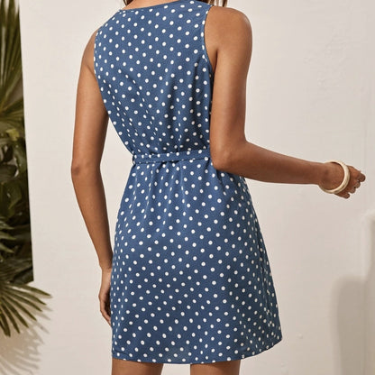 Women V-Neck Polka Dot Fashionable Casual Dress
