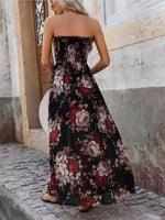 Floral Strapless High-Slit Maxi Dress