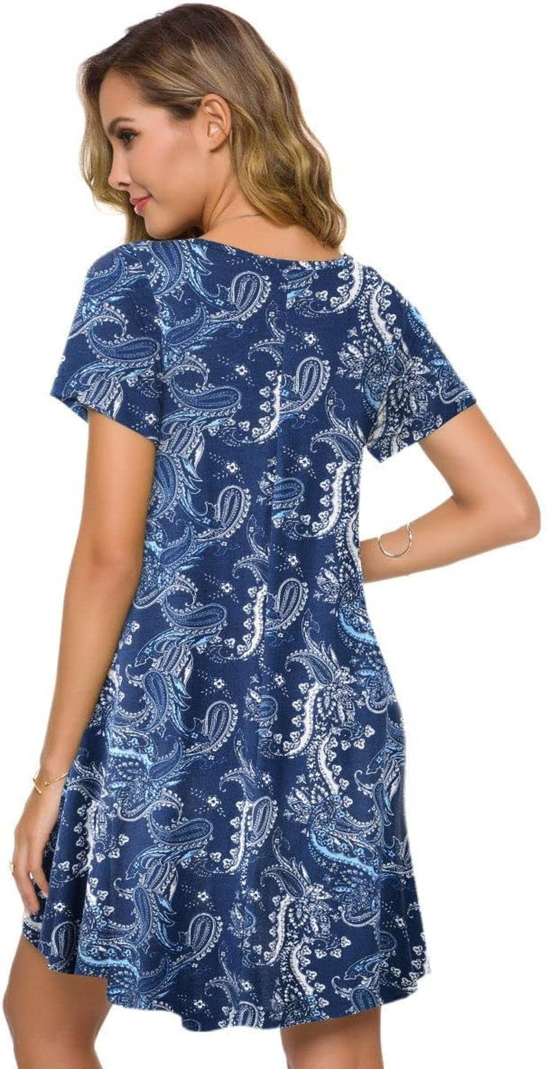 plus Size Casual T Shirt Dresses for Women Flowy Swing Tunic Dress Pockets