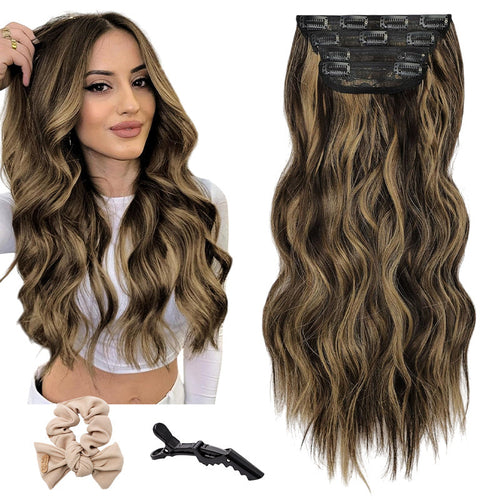 Clip-In Hair Extensions Long Straight Wavy Synthetic Wigs, Perfect