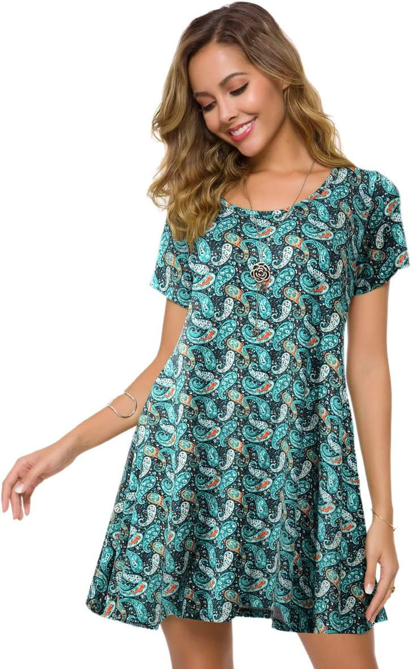 plus Size Casual T Shirt Dresses for Women Flowy Swing Tunic Dress Pockets