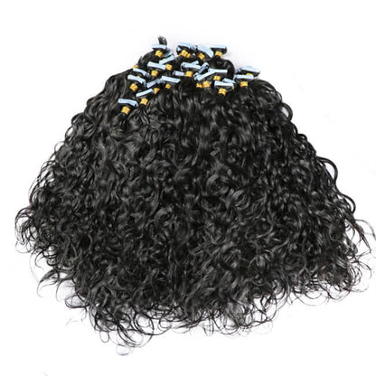 Premium #1B Natural Black Water Wave Tape-In Hair Extensions | 100%